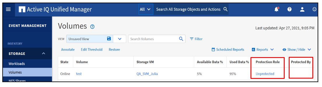 Active Iq Unified Manager 99 Data Protection Enhancement Feature Svm