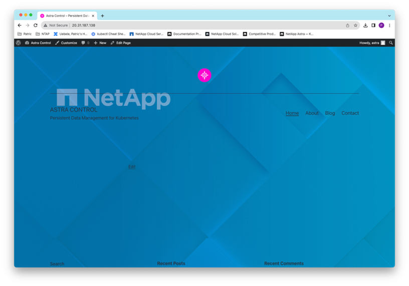 Figure 1: Modified website powered by WordPress.