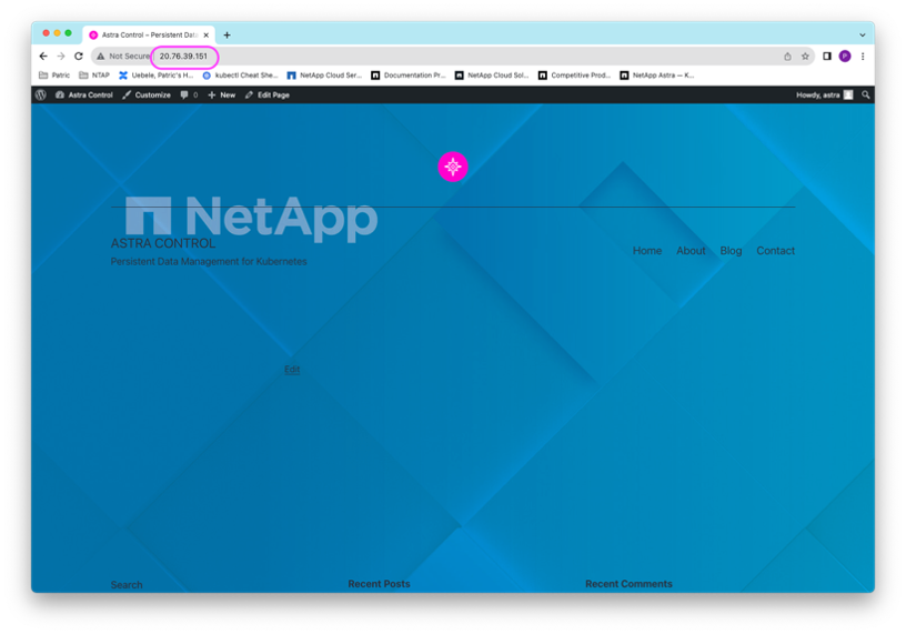 Figure 13: Testing the migrated WordPress application.