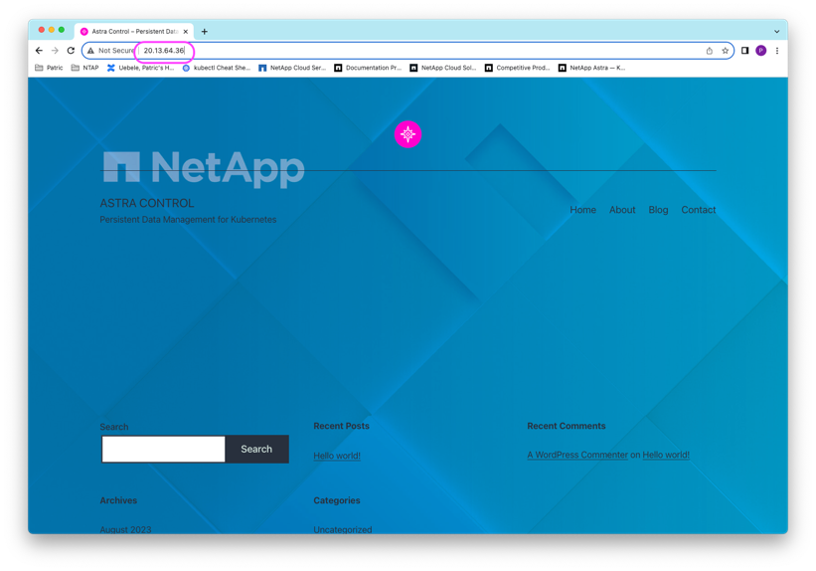 Figure 6: Accessing the migrated WordPress application.