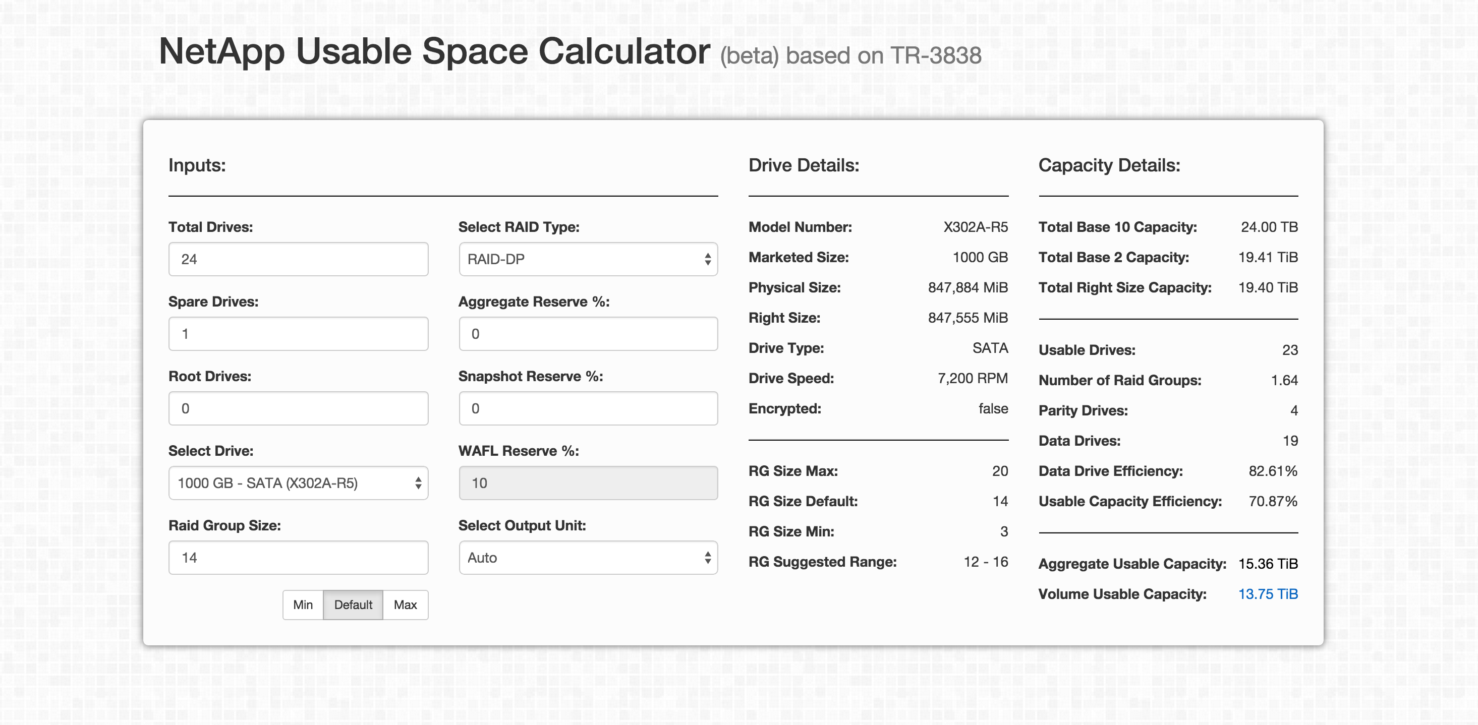 Web based Usable Space Calculator NetApp Community