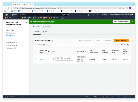 Figure 1) Amazon ECR repository for nginx.