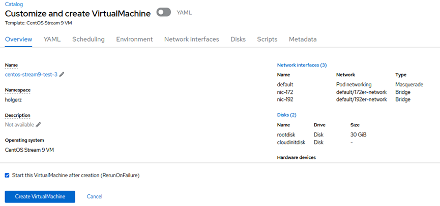 Virtual machine details