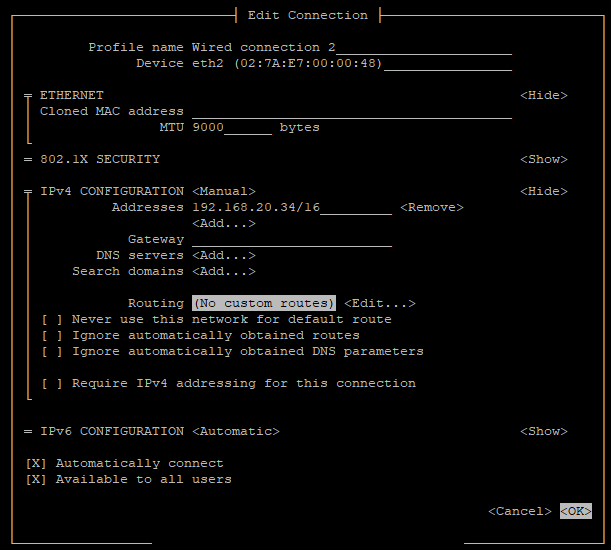 VM network configuration