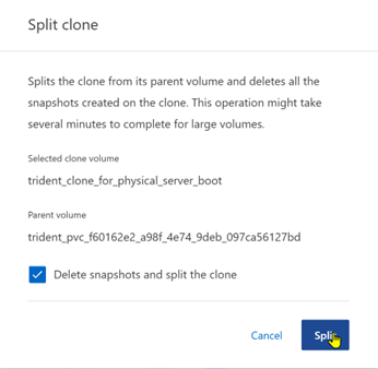 Split Clone confirmation