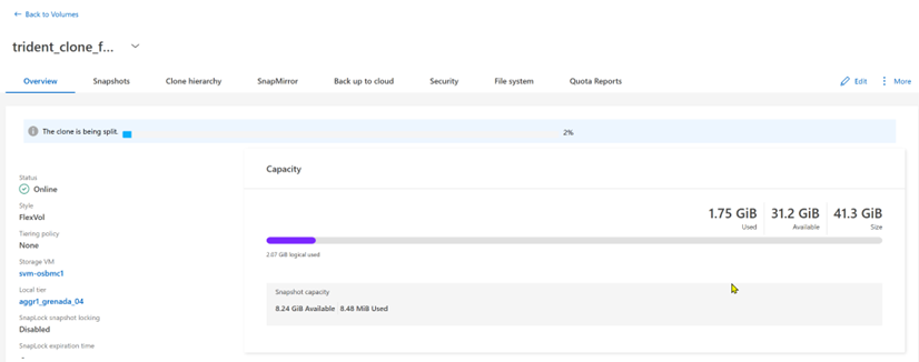 Split Clone progress