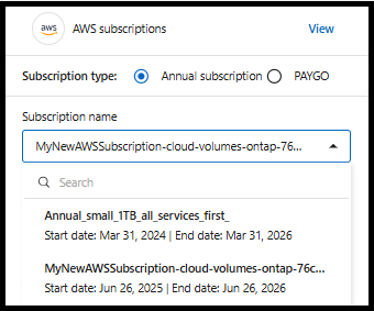 Select subscription name annual contract bills to