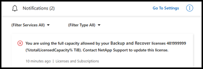 Licenses and subscriptions notification