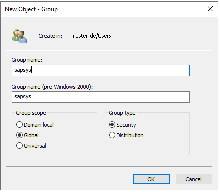 Create group “sapsys”
