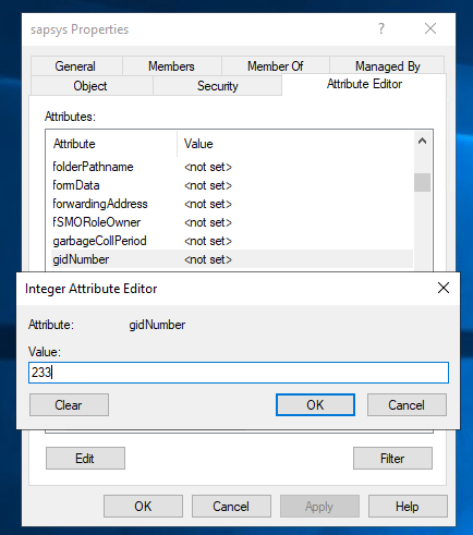 Add/Edit the attribute “gidNumber”