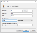 Creation of user “tstadm”