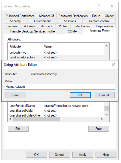 Assign “/home/tstadm” as Linux home directory to “tstadm”