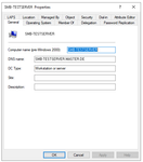 SMB-TESTERVER properties inside Microsoft Active Directory