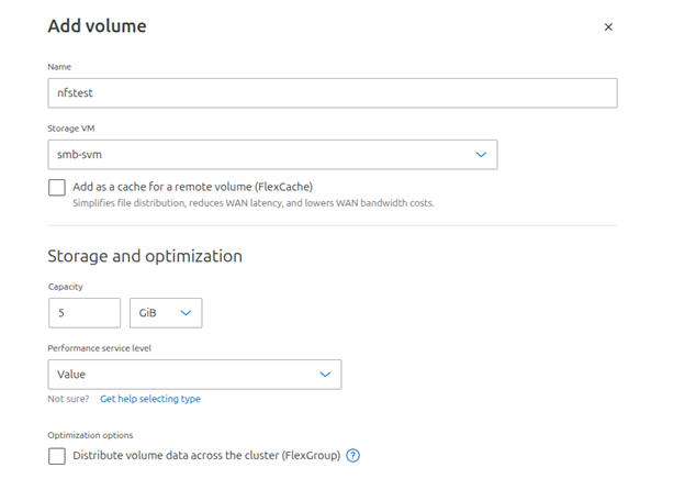 Create new volume, which can be mounted using the NFSv4.1 protocol