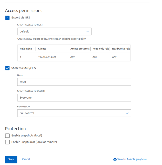 Create Volume and share it via NFS and CIFS protocol.