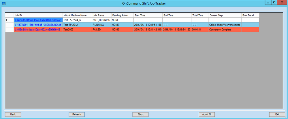 Figure 2) Job Tracker UI