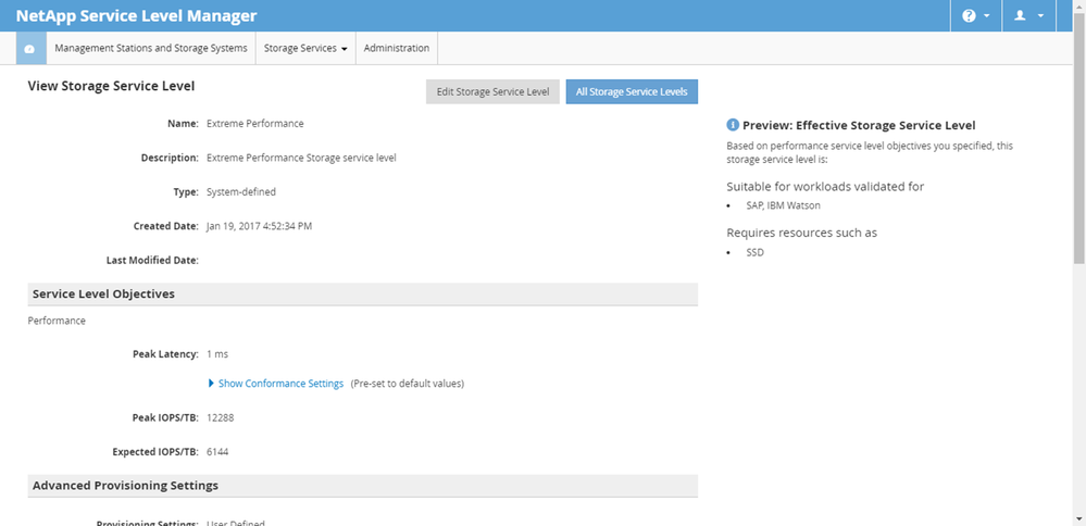 NetApp Service Level Manager
