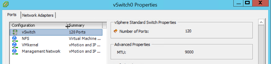 vSwitch0 Properties