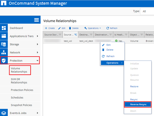Destination Volume - reverse sync
